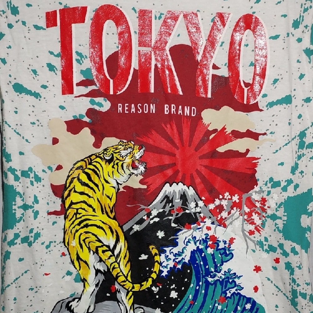 Reason Tokyo Tiger Japanese Art Tee Adult  Size‎ Medium